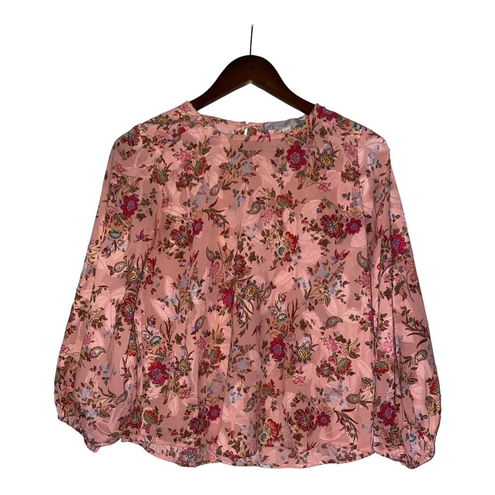 Loft Chiffon Floral Peplum Blouse Women XSP Fairy Cottagecore Prairie Dainty